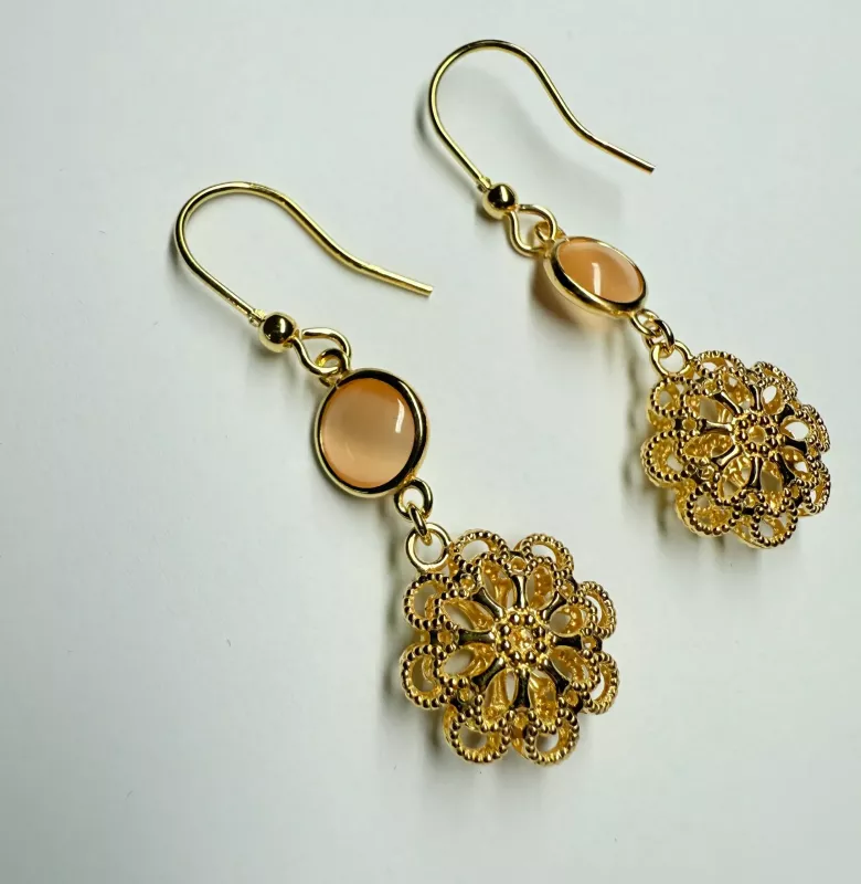 Orecchini cristalli miele Ore 18kt - Linea Barok