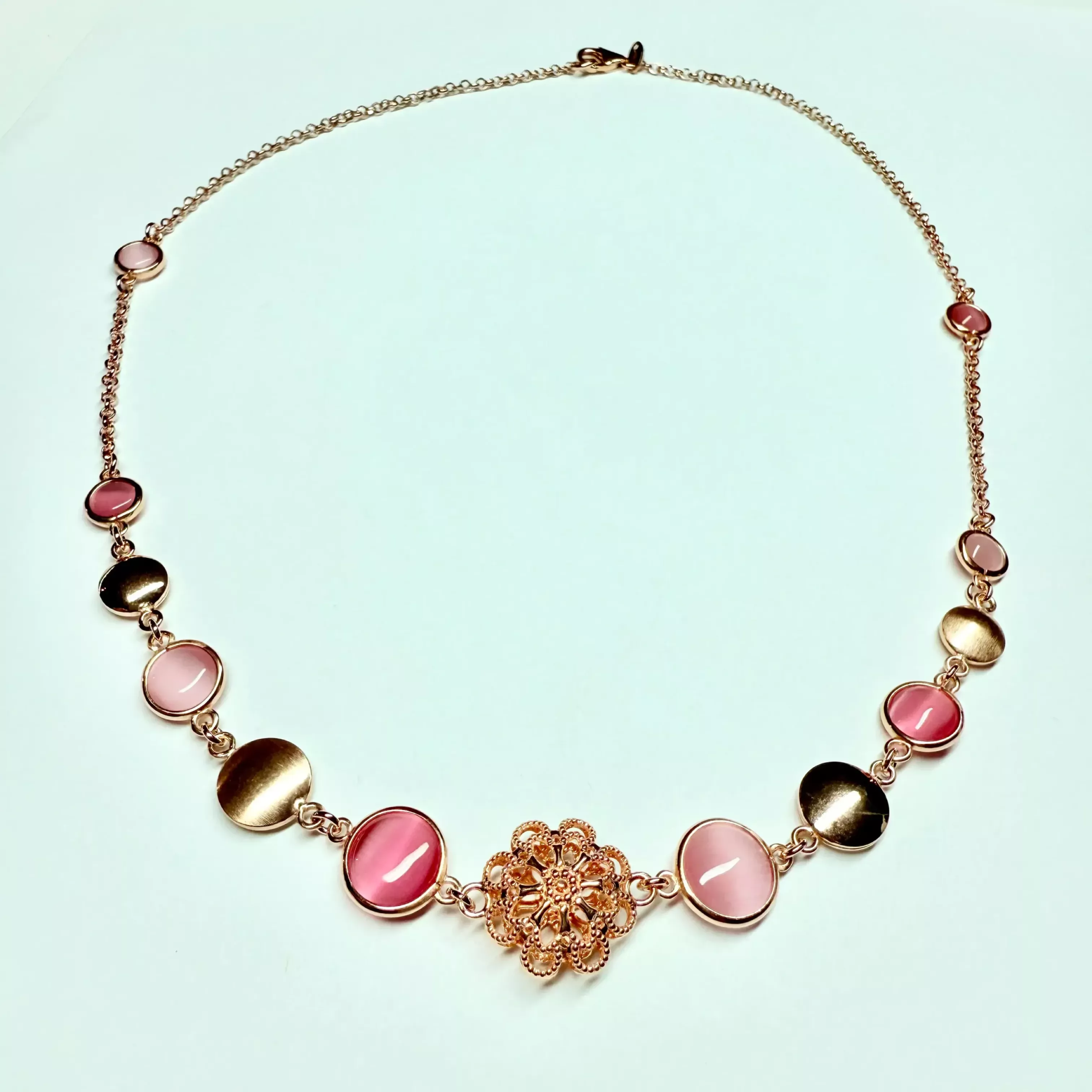 Collana cristalli rosa Oro 18kt - Linea Barok