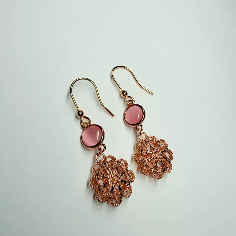 Orecchini cristalli rose Oro 18kt - Linea Barok