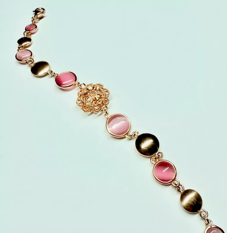 Bracciale cristalli rose' Oro 18kt - Linea Barok