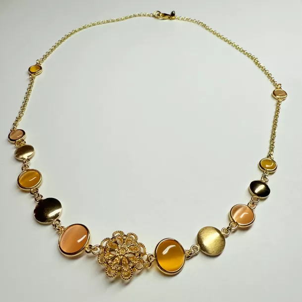 Collana cristalli miele Ore 18kt - Linea Barok