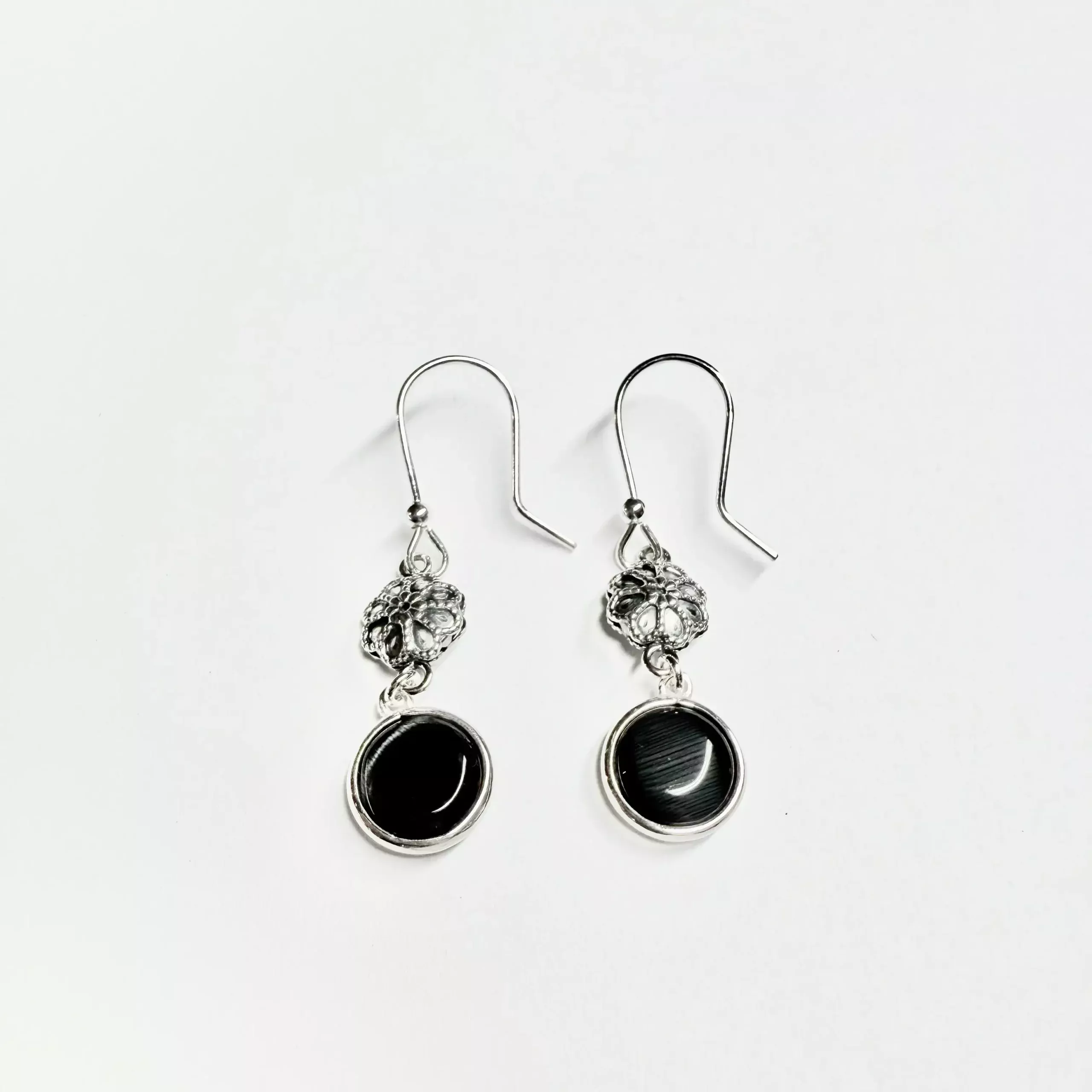 Orecchino pendente cristalli nero - Linea Barok
