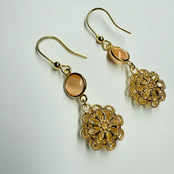 Orecchini cristalli miele Ore 18kt - Linea Barok