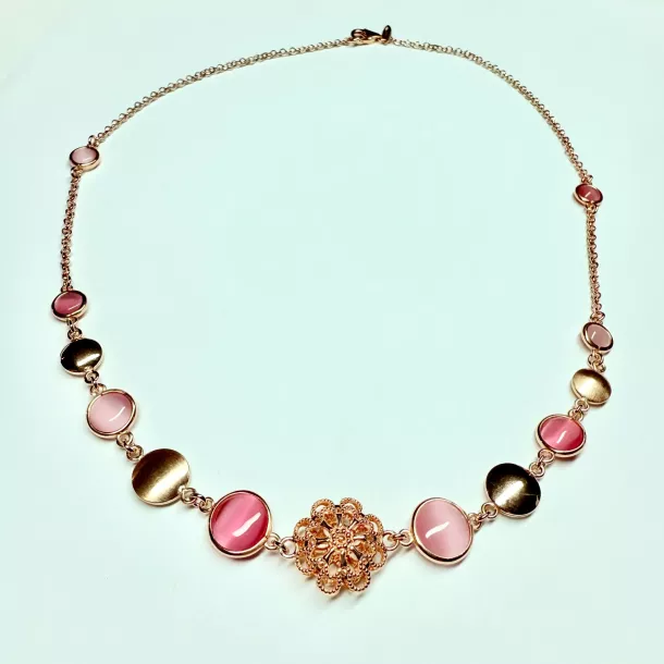 Collana cristalli rosa Oro 18kt - Linea Barok