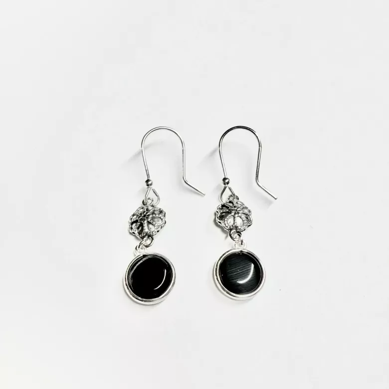 Orecchino pendente cristalli nero - Linea Barok