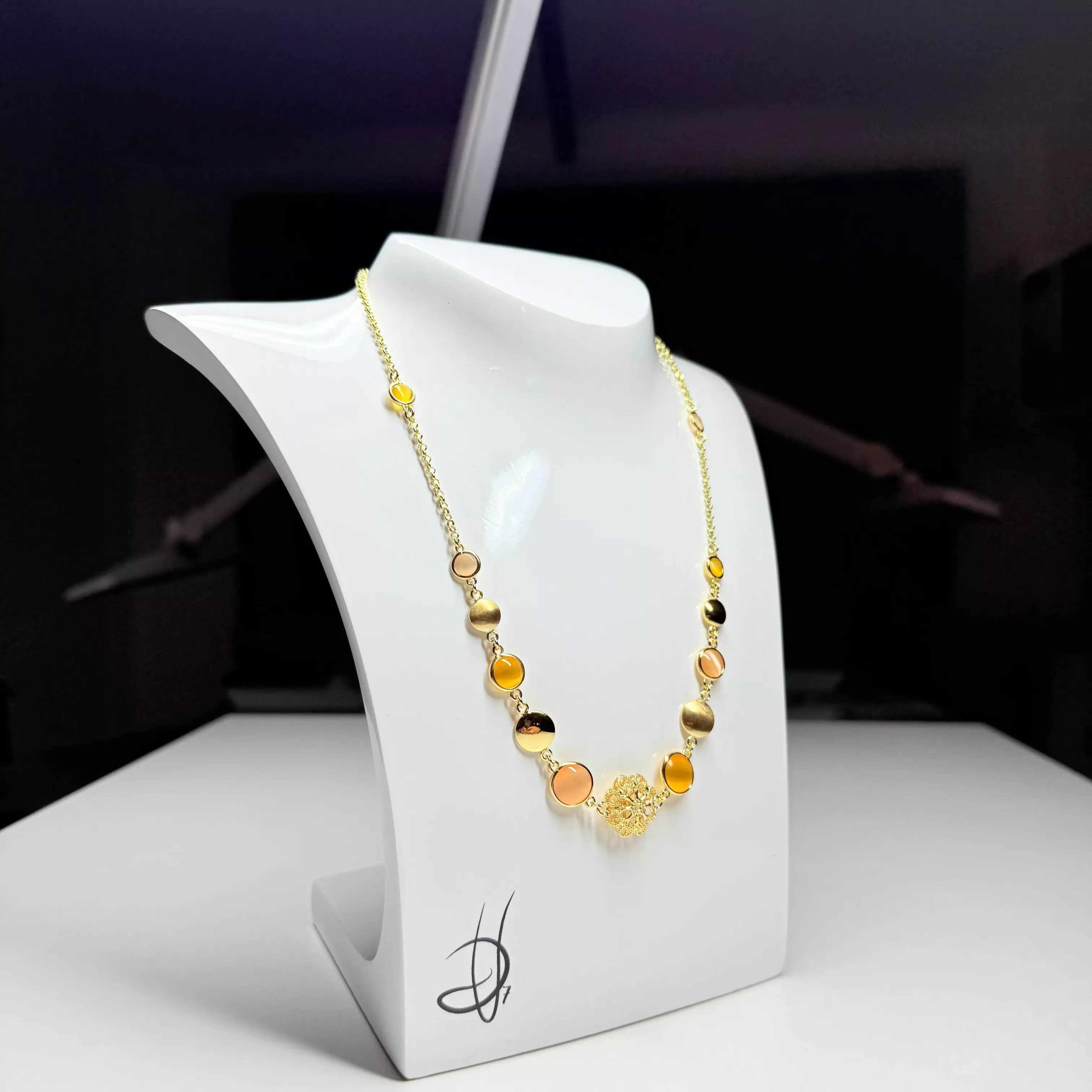 Collana cristalli miele Ore 18kt - Linea Barok 2