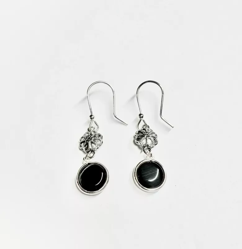Orecchino pendente cristalli nero - Linea Barok