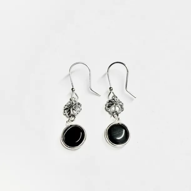 Orecchino pendente cristalli nero - Linea Barok