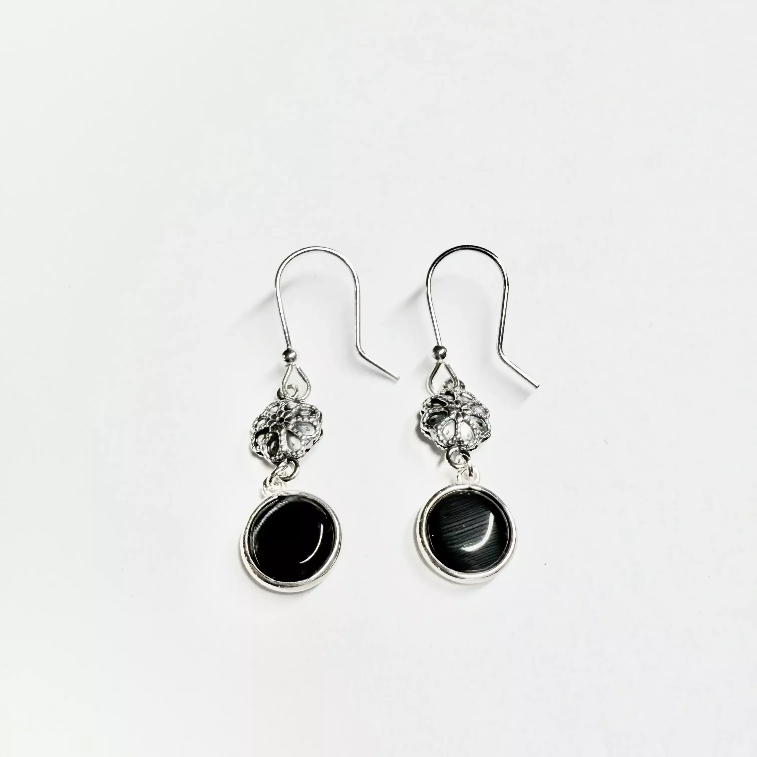 Orecchino pendente cristalli nero - Linea Barok