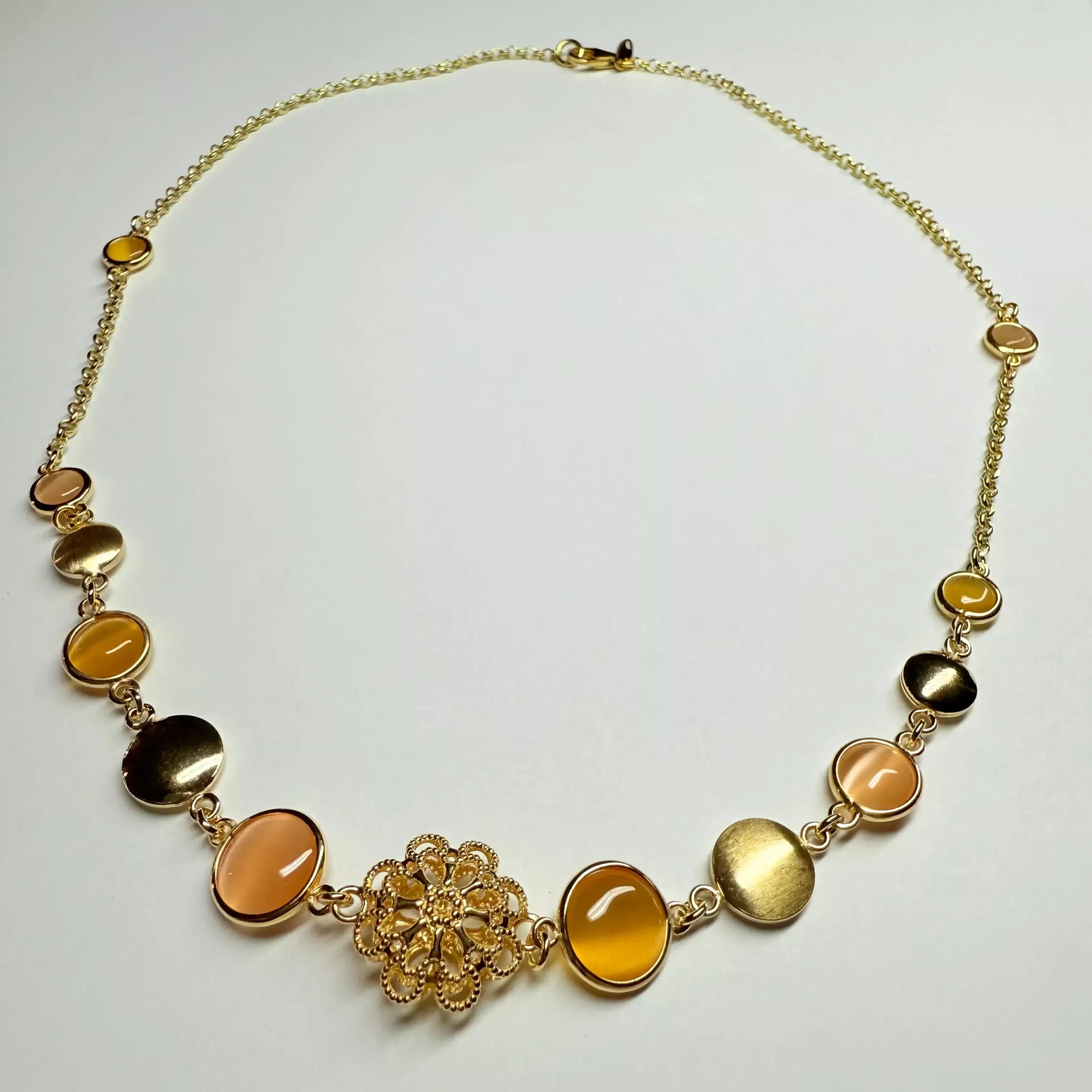 Collana cristalli miele Ore 18kt - Linea Barok