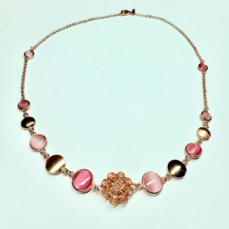 Collana cristalli rosa Oro 18kt - Linea Barok