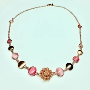 Collana cristalli rosa Oro 18kt - Linea Barok