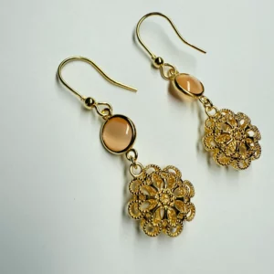 Orecchini cristalli miele Ore 18kt - Linea Barok